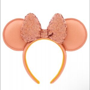 Minnie Mouse Ears - Orange ("Peach Punch") Sequin Bow Ears Headband for Adults